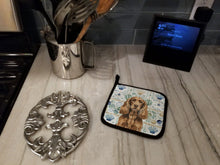Load image into Gallery viewer, Liver English Cocker Spaniel Coastal Sea Glass Pair of Pot Holders