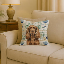 Load image into Gallery viewer, Liver English Cocker Spaniel Coastal Sea Glass Throw Pillow
