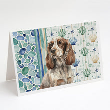 Load image into Gallery viewer, Liver Roan English Cocker Spaniel Coastal Sea Glass Greeting Cards Pack of 8