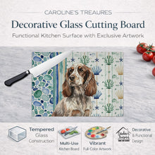 Load image into Gallery viewer, Liver Roan English Cocker Spaniel Coastal Sea Glass Glass Cutting Board