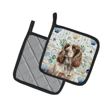 Load image into Gallery viewer, Liver Roan English Cocker Spaniel Coastal Sea Glass Pair of Pot Holders