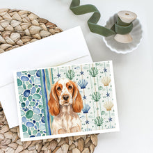 Load image into Gallery viewer, Orange Roan English Cocker Spaniel Coastal Sea Glass Greeting Cards Pack of 8