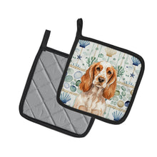 Load image into Gallery viewer, Orange Roan English Cocker Spaniel Coastal Sea Glass Pair of Pot Holders