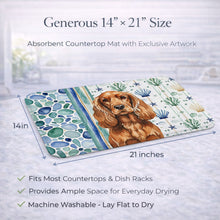 Load image into Gallery viewer, Red English Cocker Spaniel Coastal Sea Glass Dish Drying Mat