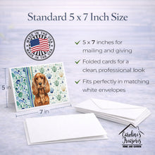 Load image into Gallery viewer, Red English Cocker Spaniel Coastal Sea Glass Greeting Cards Pack of 8