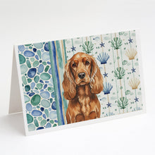 Load image into Gallery viewer, Red English Cocker Spaniel Coastal Sea Glass Greeting Cards Pack of 8