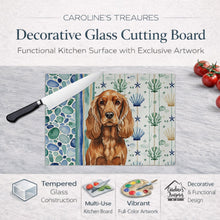 Load image into Gallery viewer, Red English Cocker Spaniel Coastal Sea Glass Glass Cutting Board