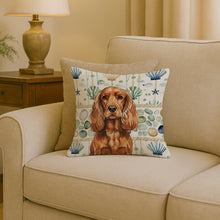 Load image into Gallery viewer, Red English Cocker Spaniel Coastal Sea Glass Throw Pillow
