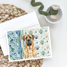 Load image into Gallery viewer, Apricot English Mastiff Coastal Sea Glass Greeting Cards Pack of 8