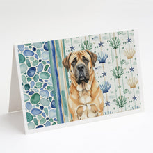 Load image into Gallery viewer, Apricot English Mastiff Coastal Sea Glass Greeting Cards Pack of 8