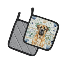Load image into Gallery viewer, Apricot English Mastiff Coastal Sea Glass Pair of Pot Holders