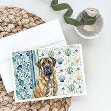 Load image into Gallery viewer, Brindle English Mastiff Coastal Sea Glass Greeting Cards Pack of 8