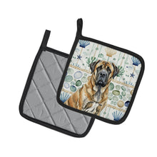 Load image into Gallery viewer, Brindle English Mastiff Coastal Sea Glass Pair of Pot Holders