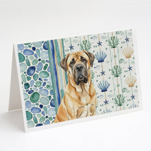 Load image into Gallery viewer, Fawn English Mastiff Coastal Sea Glass Greeting Cards Pack of 8