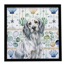 Load image into Gallery viewer, Blue Belton English Setter Coastal Sea Glass Framed Metal Print