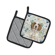 Load image into Gallery viewer, Liver Belton English Setter Coastal Sea Glass Pair of Pot Holders