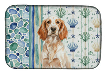 Load image into Gallery viewer, Orange Belton English Setter Coastal Sea Glass Dish Drying Mat
