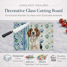Load image into Gallery viewer, Tricolor English Setter Coastal Sea Glass Glass Cutting Board