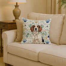 Load image into Gallery viewer, Tricolor English Setter Coastal Sea Glass Throw Pillow