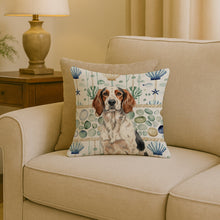 Load image into Gallery viewer, Tricolor English Setter Coastal Sea Glass Throw Pillow