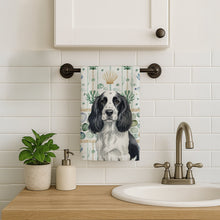 Load image into Gallery viewer, Black and White English Springer Spaniel Coastal Sea Glass Kitchen Towel