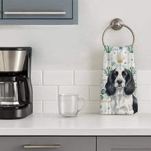 Load image into Gallery viewer, Black and White English Springer Spaniel Coastal Sea Glass Kitchen Towel