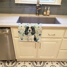 Load image into Gallery viewer, Black and White English Springer Spaniel Coastal Sea Glass Kitchen Towel