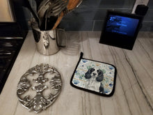 Load image into Gallery viewer, Black and White English Springer Spaniel Coastal Sea Glass Pair of Pot Holders