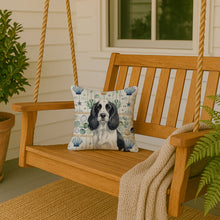 Load image into Gallery viewer, Black and White English Springer Spaniel Coastal Sea Glass Throw Pillow