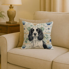 Load image into Gallery viewer, Black and White English Springer Spaniel Coastal Sea Glass Throw Pillow
