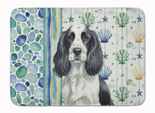 Load image into Gallery viewer, Black and White English Springer Spaniel Coastal Sea Glass Memory Foam Kitchen Mat
