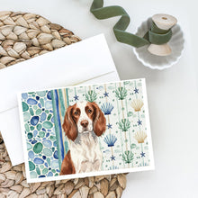Load image into Gallery viewer, Liver and White English Springer Spaniel Coastal Sea Glass Greeting Cards Pack of 8