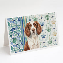 Load image into Gallery viewer, Liver and White English Springer Spaniel Coastal Sea Glass Greeting Cards Pack of 8