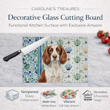 Load image into Gallery viewer, Liver and White English Springer Spaniel Coastal Sea Glass Glass Cutting Board