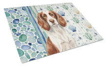 Load image into Gallery viewer, Liver and White English Springer Spaniel Coastal Sea Glass Glass Cutting Board