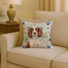 Load image into Gallery viewer, Liver and White English Springer Spaniel Coastal Sea Glass Throw Pillow