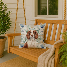 Load image into Gallery viewer, Liver and White English Springer Spaniel Coastal Sea Glass Throw Pillow