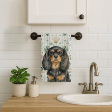 Load image into Gallery viewer, Black and Tan English Toy Spaniel Coastal Sea Glass Kitchen Towel