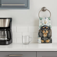 Load image into Gallery viewer, Black and Tan English Toy Spaniel Coastal Sea Glass Kitchen Towel