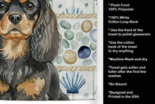 Load image into Gallery viewer, Black and Tan English Toy Spaniel Coastal Sea Glass Kitchen Towel