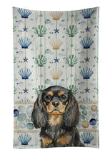 Load image into Gallery viewer, Black and Tan English Toy Spaniel Coastal Sea Glass Kitchen Towel