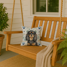 Load image into Gallery viewer, Black and Tan English Toy Spaniel Coastal Sea Glass Throw Pillow