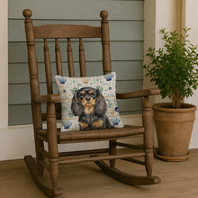 Load image into Gallery viewer, Black and Tan English Toy Spaniel Coastal Sea Glass Throw Pillow