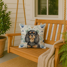 Load image into Gallery viewer, Black and Tan English Toy Spaniel Coastal Sea Glass Throw Pillow