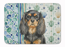 Load image into Gallery viewer, Black and Tan English Toy Spaniel Coastal Sea Glass Memory Foam Kitchen Mat