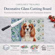 Load image into Gallery viewer, Blenheim English Toy Spaniel Coastal Sea Glass Glass Cutting Board
