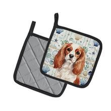 Load image into Gallery viewer, Blenheim English Toy Spaniel Coastal Sea Glass Pair of Pot Holders