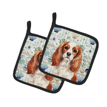Load image into Gallery viewer, Blenheim English Toy Spaniel Coastal Sea Glass Pair of Pot Holders