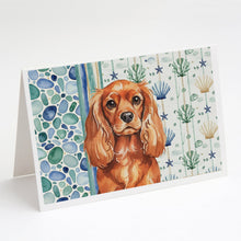 Load image into Gallery viewer, Ruby English Toy Spaniel Coastal Sea Glass Greeting Cards Pack of 8