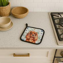 Load image into Gallery viewer, Ruby English Toy Spaniel Coastal Sea Glass Pair of Pot Holders